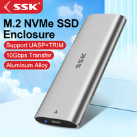 SSK M.2 NVMe Enclosure Tool-Free SSD Enclosure Adapter USB C 3.2 10Gbps External Solid State Drive Case Support UASP/Trim for PC