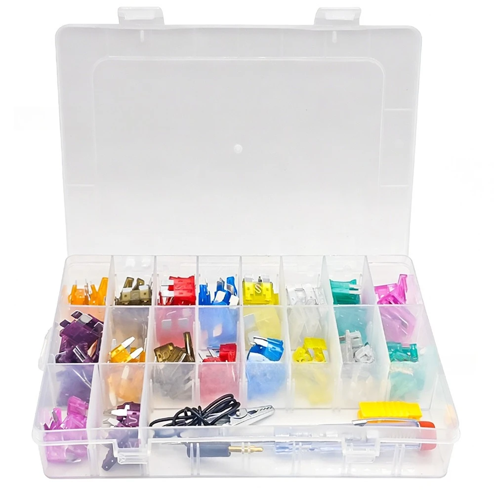 180Pcs Standard & Mini Auto Blade Fuse Assortment Box 5A-40A Car Spare Fuse Kit with Fuse Tester & Puller
