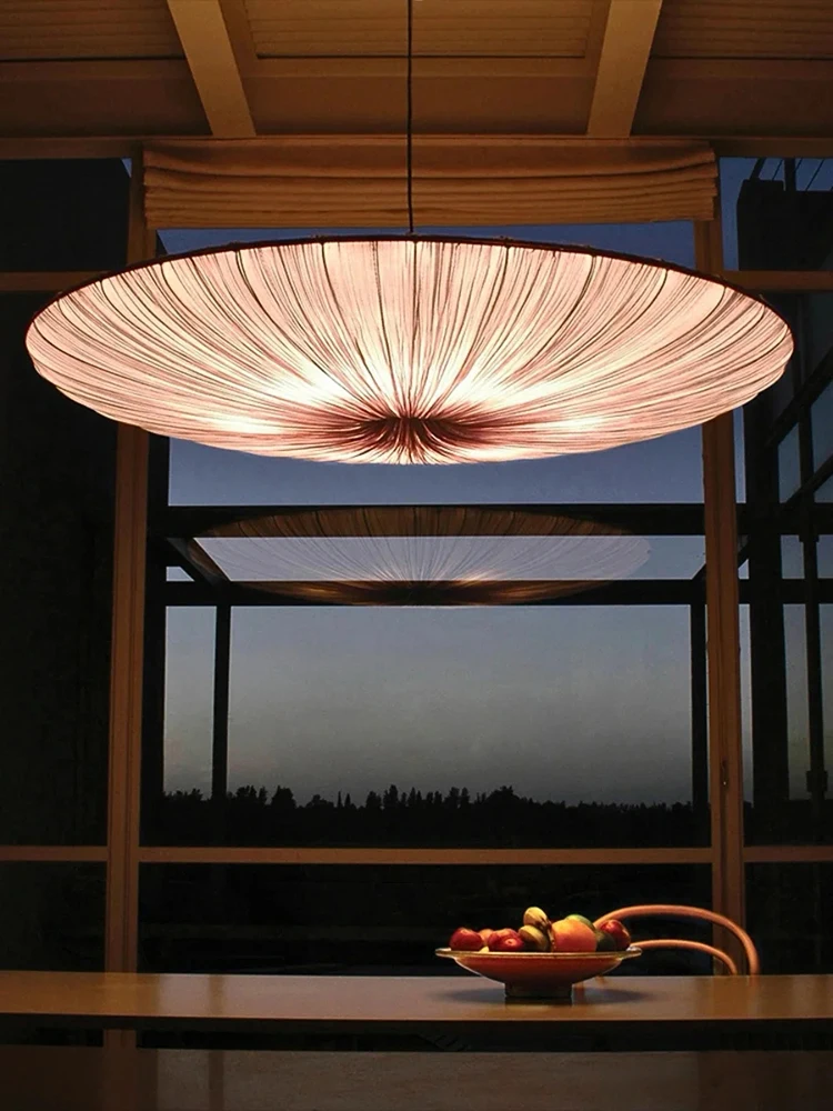 Japońska lampa wisząca z tkaniny w stylu wabi-sabi, do baru, salonu, pensjonatu, sypialni, nordycka lampa sufitowa, żyrandol, dekoracja, żyrandole, lampy wiszące — 2