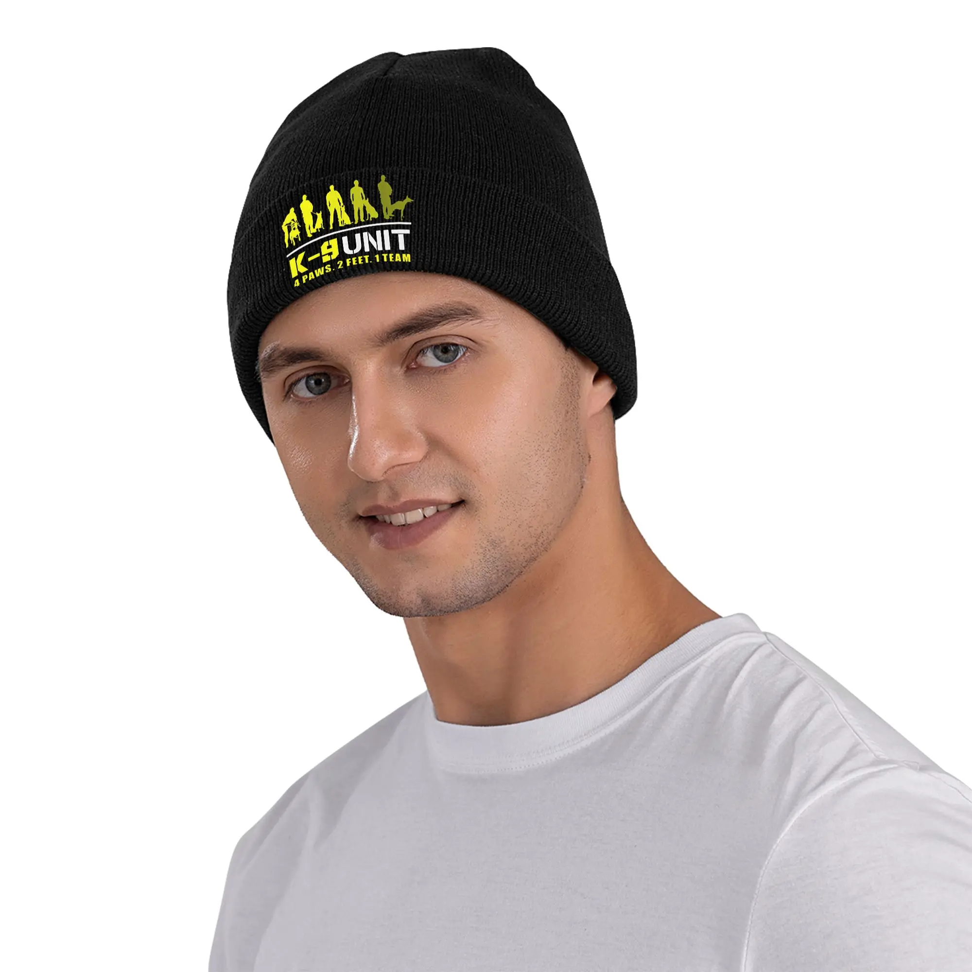 K9-Unit-Malinois-Team Handler Knitted Caps Beanies Autumn Winter Hip Hop Hats Acrylic Tactical Police Dog Squad Warm Melon Cap