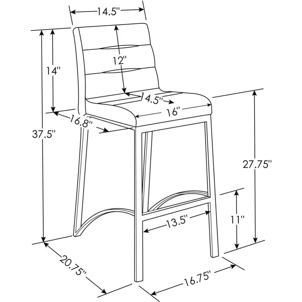 Современный барный стул Zuri Furniture Lynx Counter Height с металлическим основанием - стильный черный дизайн