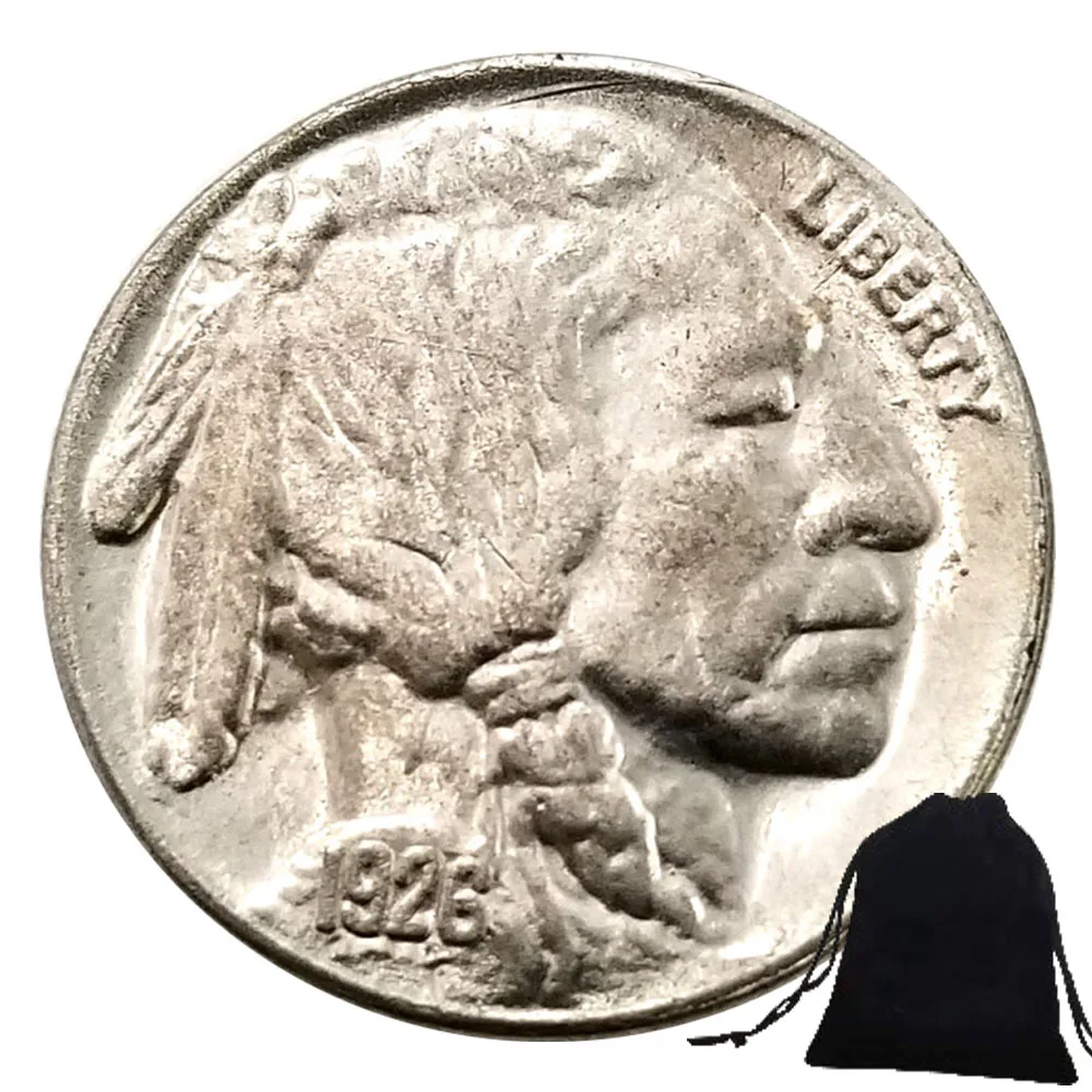 1926 Liberty FIVE-CENTS Buffalo Hobo Nickel Couple Art Coin/Lucky Coin Commemorative Badge Pocket Miniature Novelty Gift