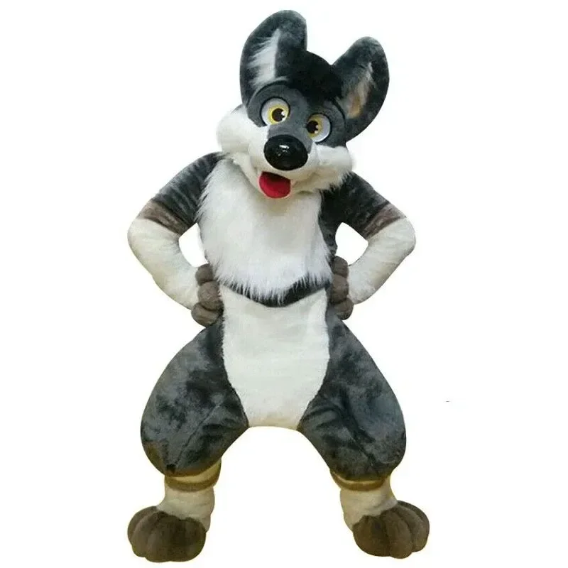 

Grey White Husky Fursuit Dog Fox Mascot Costume Halloween Xmas Outdoor Party Suits Party Stage Performance Fancy Dress for Adult
