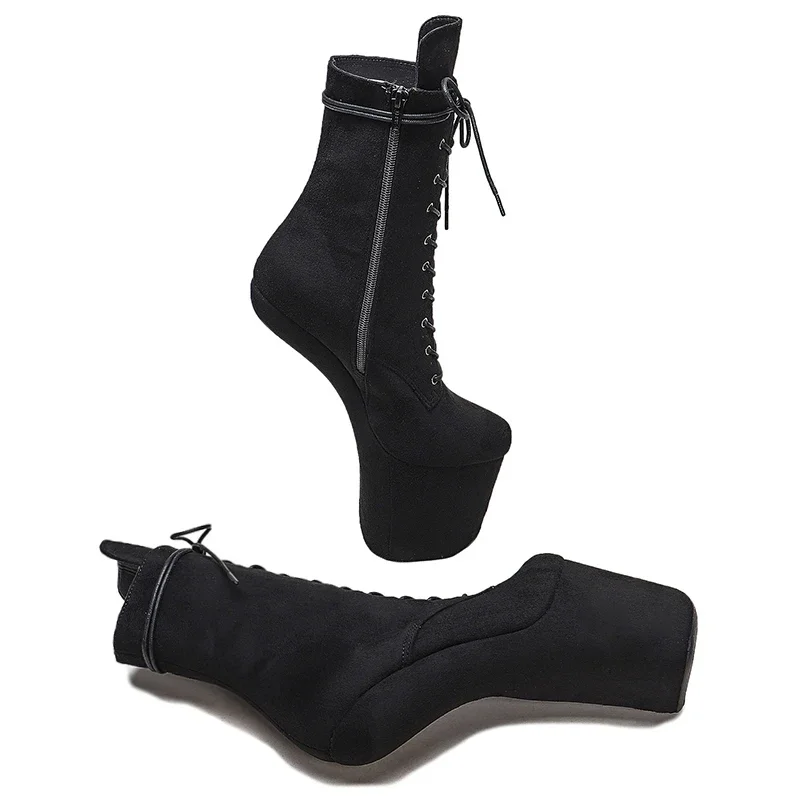 Leecabe Suede heelless style Platform Ankle Boots Exotic stripper pole dance shoes