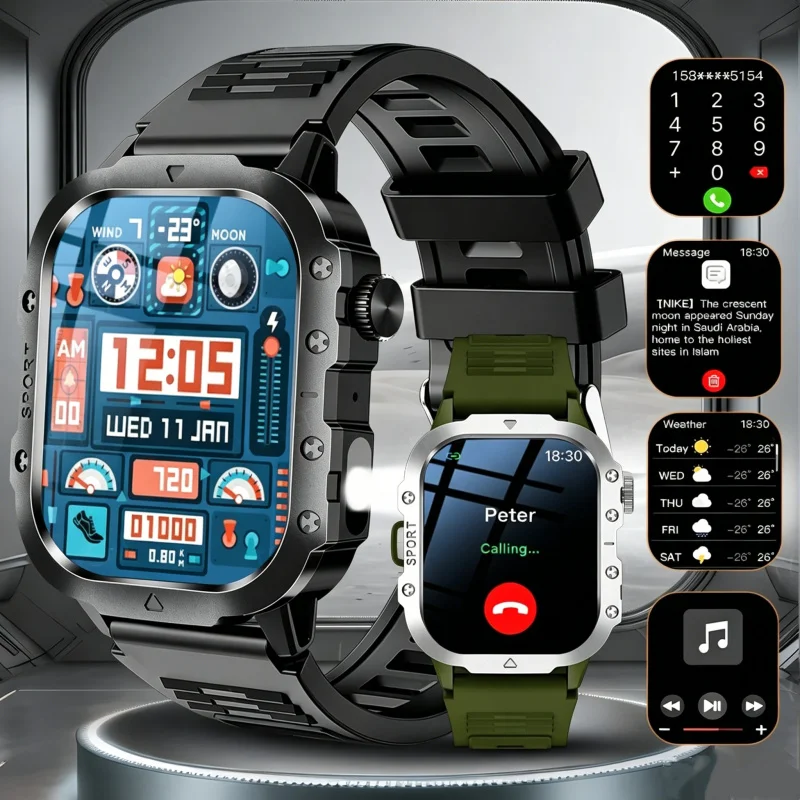Multi Sport Mode Smartwatch for Men Outdoor Sports Steps Fitness Tracker Health Monitor Smart Watch BT Call SMS Reminder Watches