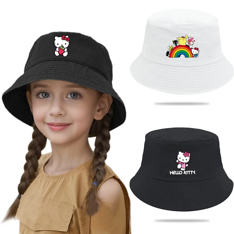 

Рыбацкая шляпа с принтом «Hello Kitty», милые мультяшные шляпы для бассейна, летняя пляжная солнцезащитная козырек для мальчиков и девочек, подарочная кепка для бассейна, шляпа от солнца, шляпа-ведро