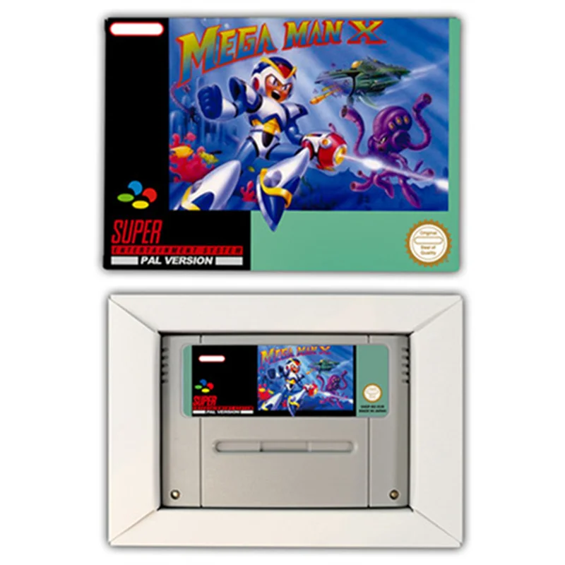 بطاقة ألعاب Mega Man X لوحدات تحكم الألعاب SNES EUR PAL USA NTSC 16bit مع خرطوشة ألعاب الفيديو صندوق البيع بالتجزئة