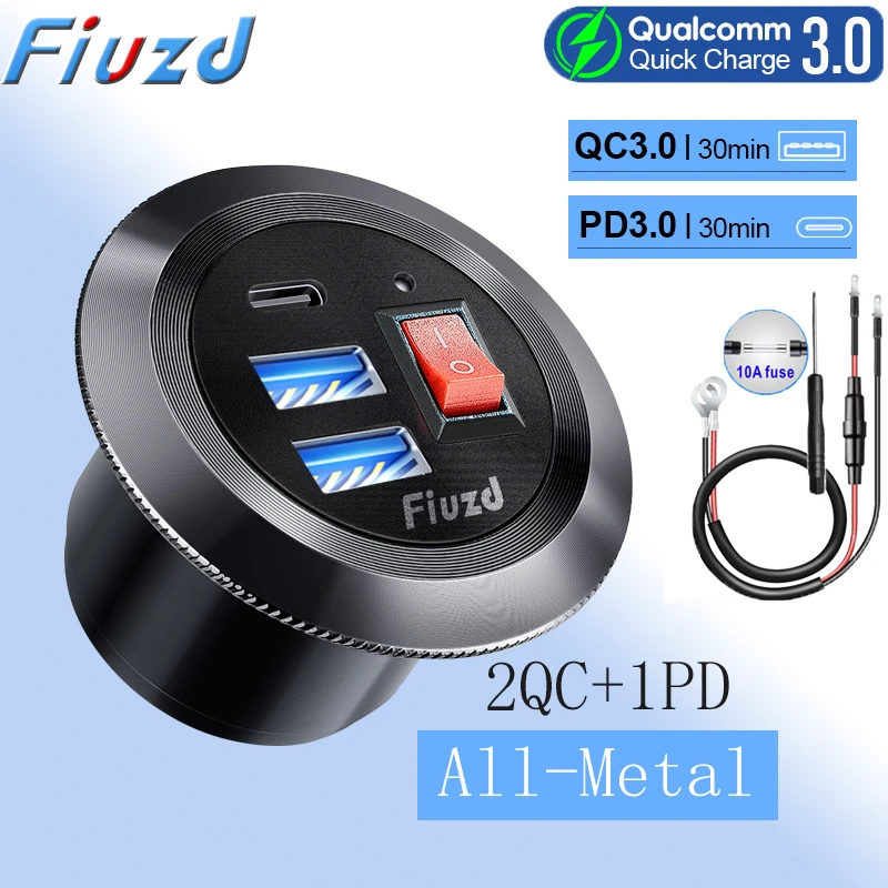12v built-in usb car usb outlet 3.0 socket type-c Super adapter car Outlet Fast Charging for 12V 24V Truck Motorcycle RV Marine