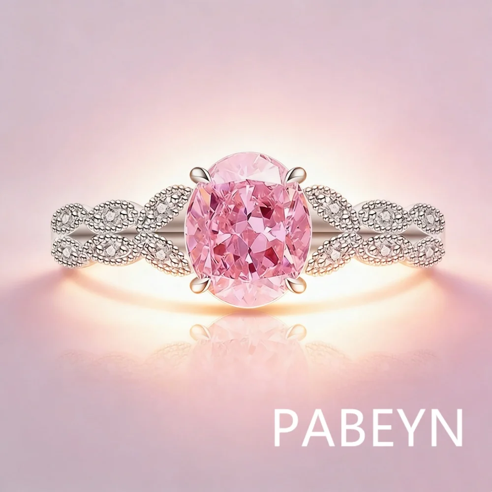 925 Sterling Silver Fashion Ice Flower Cut Wheat Ear Crystal Zircon Egg Ring Birthday Party Anniversary Gift