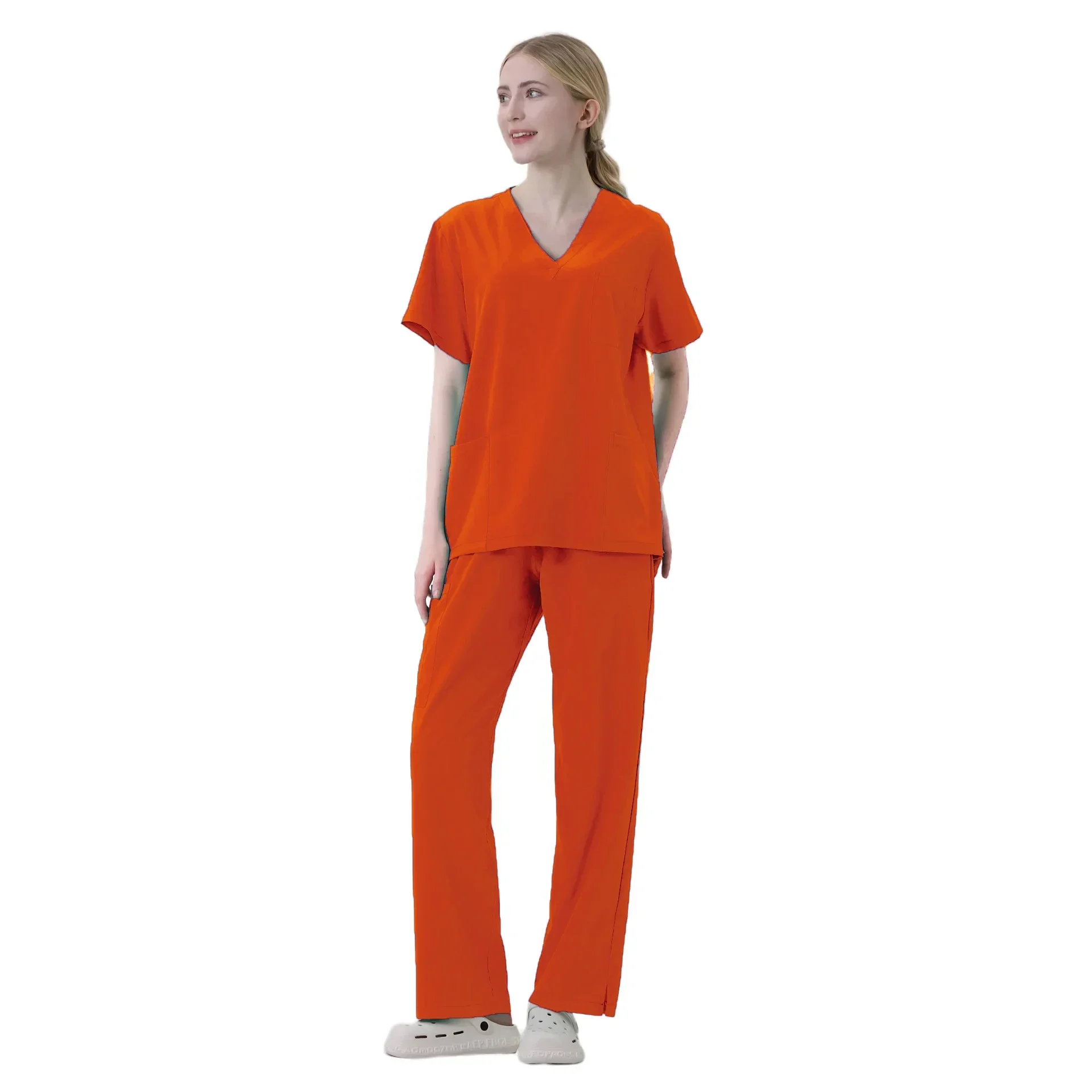반팔 스크럽 탑 포켓 바지, 의료 간호사 유니폼, 의사 수술 작업복, 스파 아웃웨어, 미용실 작업복, 신제품