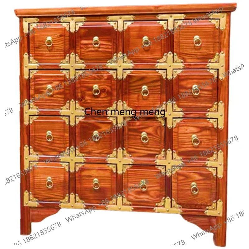 Solid wood, multi-grid, drawers, storage, living room, home entry integrated cabinet