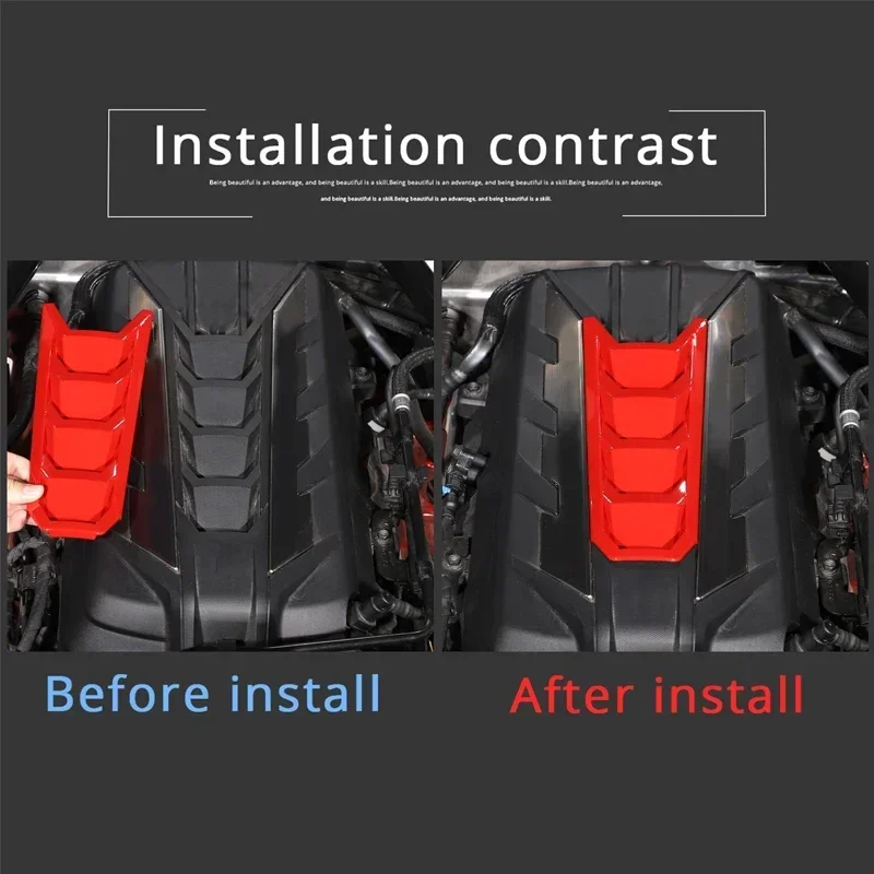 

1Pcs ABS Red For Chevrolet Corvette C8 Z06 Z51 2020-2023 Car Hood U-shaped Decorative Cover Sticker Car Interior Accessories