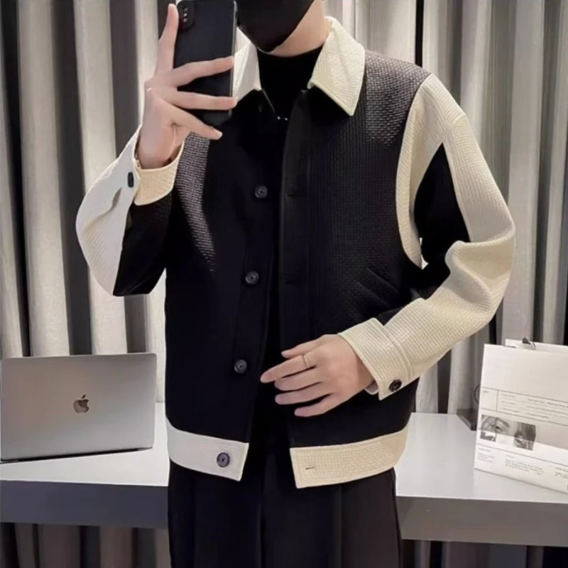 

​ Мужская куртка весна-осень 2025 года, приталенная корейская уличная куртка с асимметричным подолом, верхняя одежда премиум-качества для многослойного использования ​