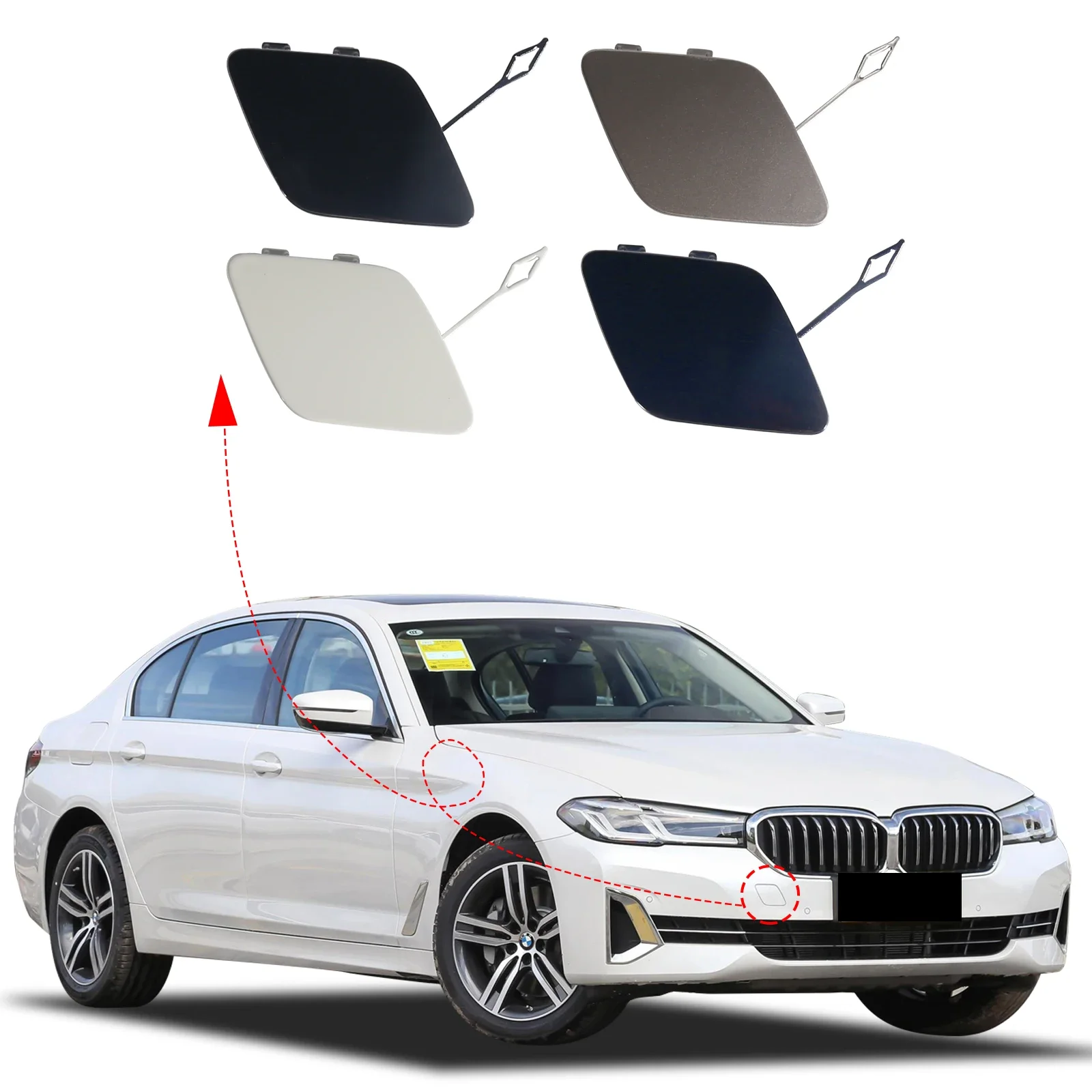 

Front Bumper Tow Hook Cover Cap Towing Eye For BMW 5 Series Deluxe Edition G30 G38 520 528 530 535 550i 2021-2023 51119852209