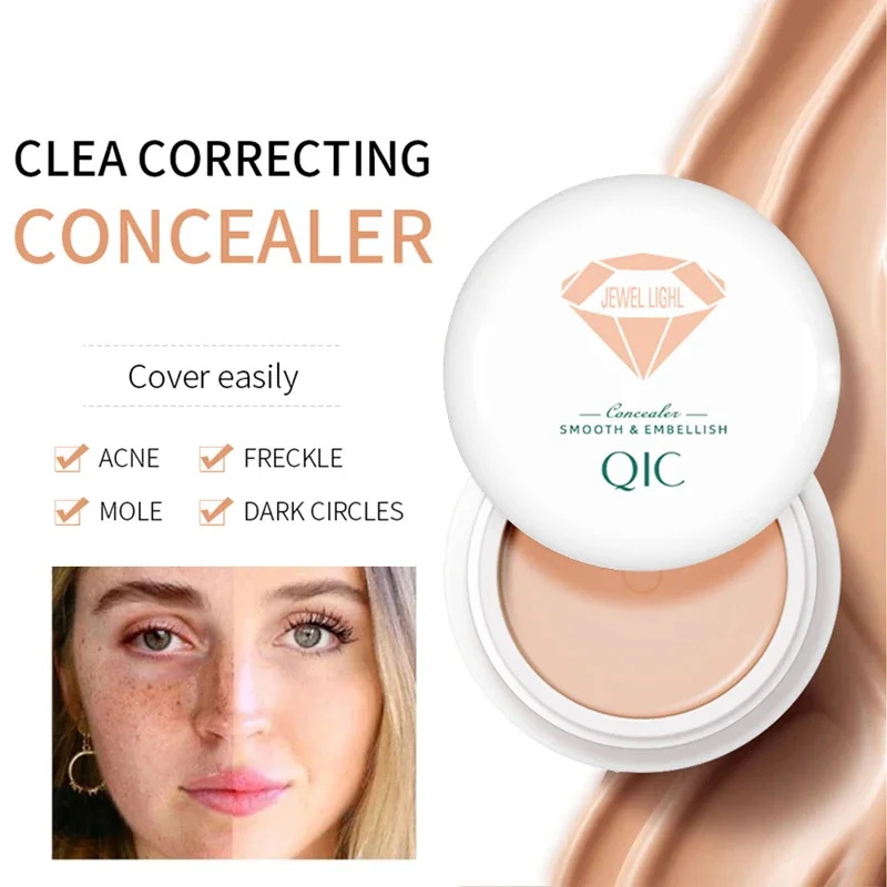 QIC 3 Colors Smooth Finish Concealer Makeups Pressed Powder High Coverage Concealer Anti Dark Circle Freckle Foundation BB Cream