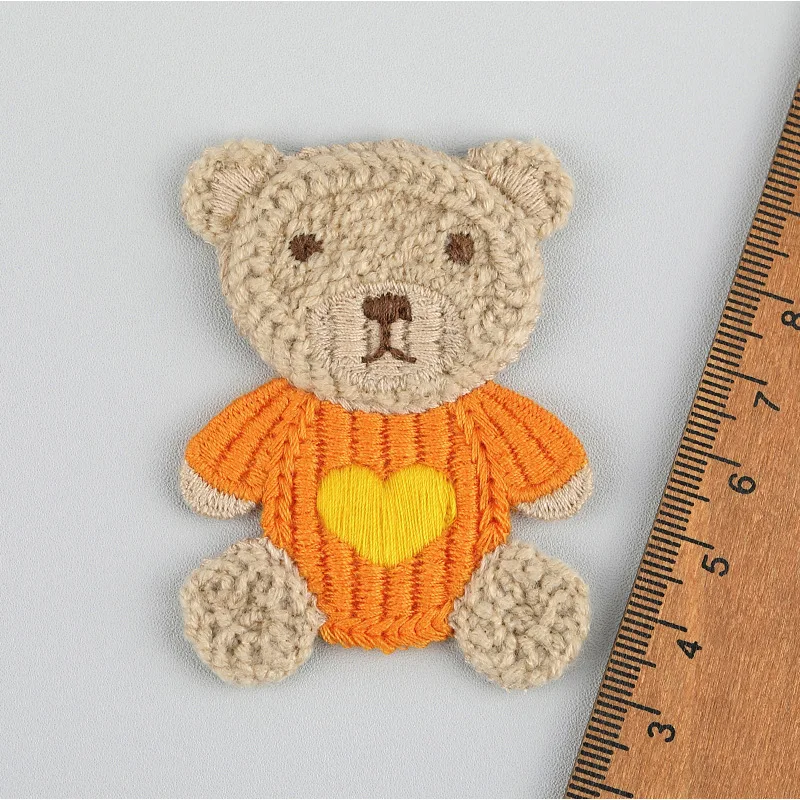 10 Stück 4,8*6,5cm Cartoon-Stickerei-Bären-Applikationen für DIY-Kopfbedeckungen, Haarspangen, Bastelarbeiten, Dekoration, Kleidung, Aufnäher, Accessoires – Detail 1