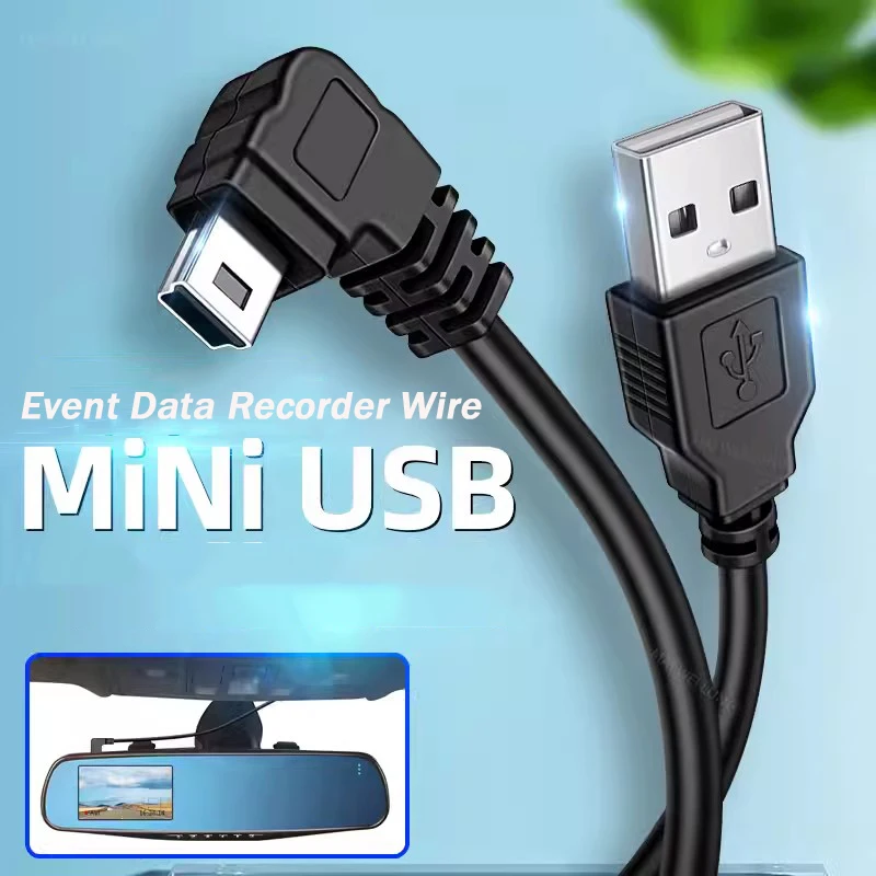 USB to mini USB charging cable For Event Data Recorder Car Xiaomi hikvision extended charging cable Left Right 3M
