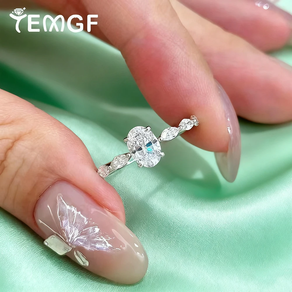 

TEMGF 1CT White/Green Zircon Engagement Ring for Women Wedding Anniversary Sparkling Fine Jewelry 100% S925 Sterling Sliver Base