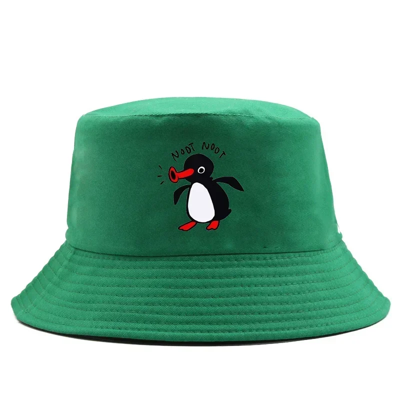 Summer Penguin Bucket Hat Reversible Bob Men Women Cotton Travel Beach Fisherman Hat Outdoor Sports Pull Up Bob Panama Sun Hat