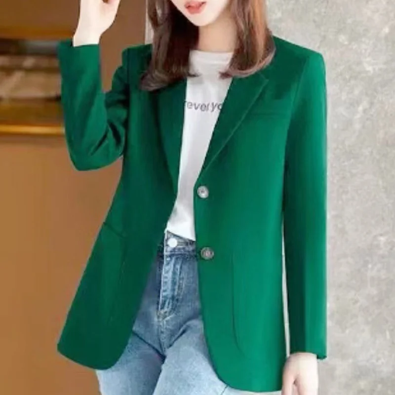 Fashion Solid Color Spliced Pockets All-match Blazer Women\'s Clothing 2023 Autumn New Casual Tops Loose Office Lady Blazers