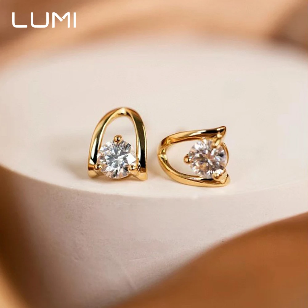 0.5-1 CT أناقة L شكل مويسانيتي وأقراط للنساء 100% 925 أقراط فضية مجوهرات فاخرة القرط GRA معتمد