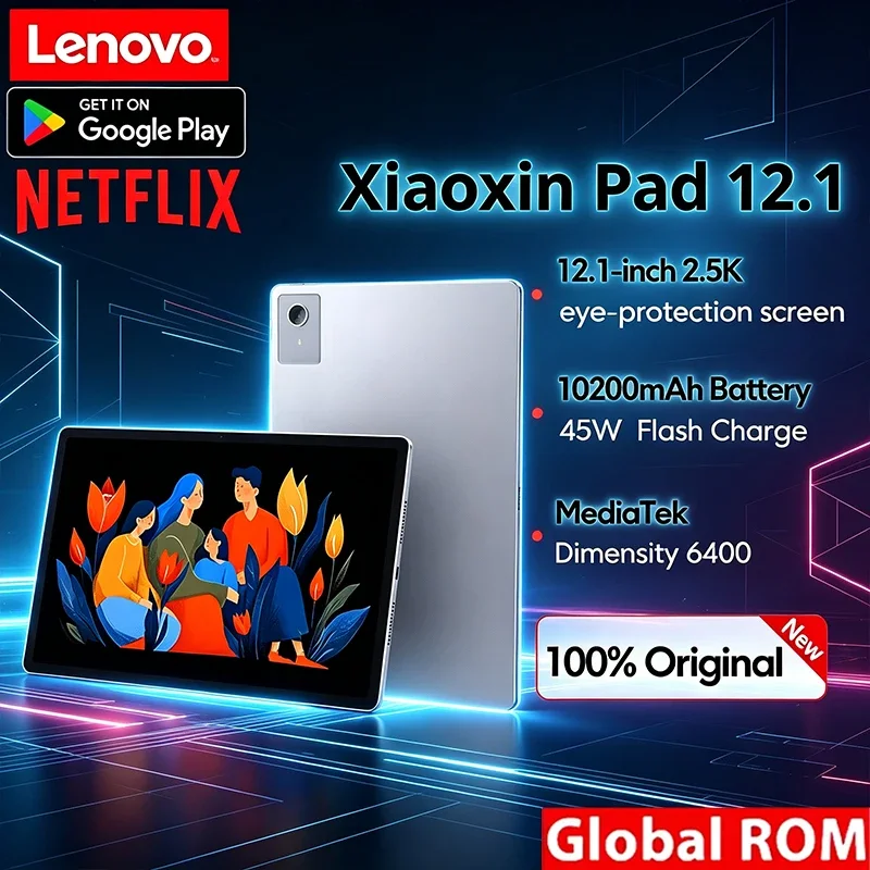 Lenovo Xiaoxin Pad 12.1" Tablet-MediaTek Dimensity 6400, 12.1" 90Hz Display, 10200mAh, 45W Charging, Android, Global ROM