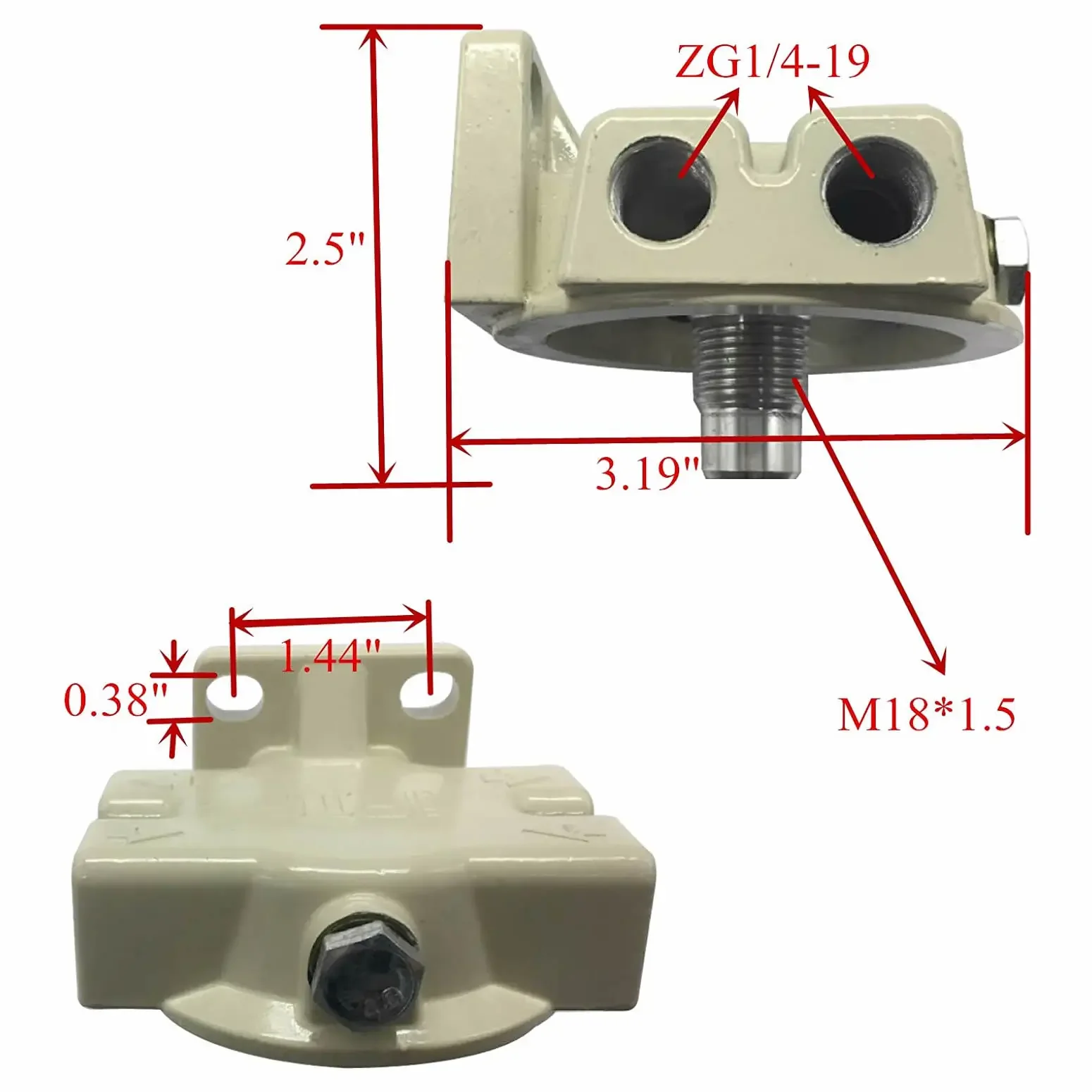 R12T Fuel Filter Base NPT ZG1/4-19 with 2 Fittings & 2 Plugs for 120AT S3240; For W712/75 OP 570 Oil Filter, 5M2101-5M2107