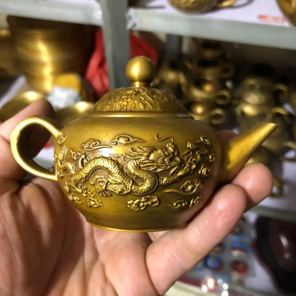 Antique Miscellaneous Collection Retro Old Wine Pot Dragon and Phoenix Pot Dragon and Phoenix Wine Pot Crafts Ornament