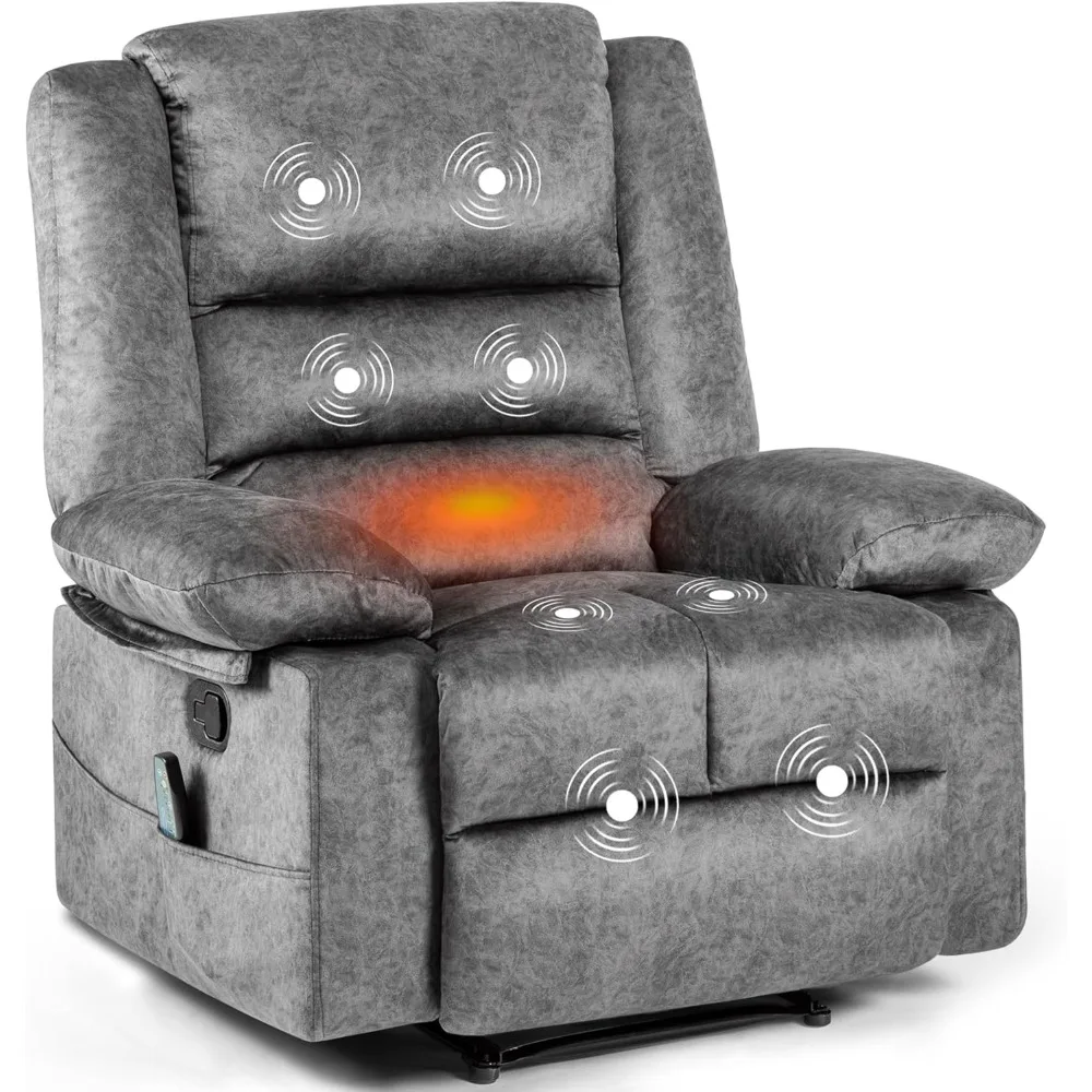 Manual Recliner Chair for Adults with Massage and Heat, Comfy Fabric Living Room Reclining Sofa Chair,Christmas Gift for Parents