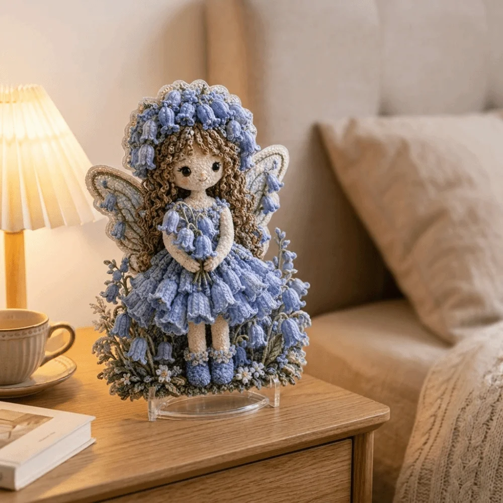Handmade Flower Fairy Poke Art Kit Stereo Visuals Thick Board DIY Poke Art with Display Stand No Sew 3D Festive Plaque