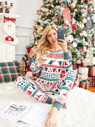 2024 Christmas Sexy One Pajamas for Women Fall Cute Print Long Sleeve Hoodies Pajamas Romper with Butt Flap Button Down