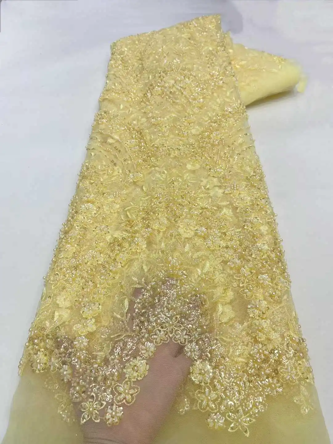 Роскошная африканская кружевная ткань, французская сетка с блестками, бусины, ткань 2025 г., высокое качество, вышитое кружево, тюль, нигерийский