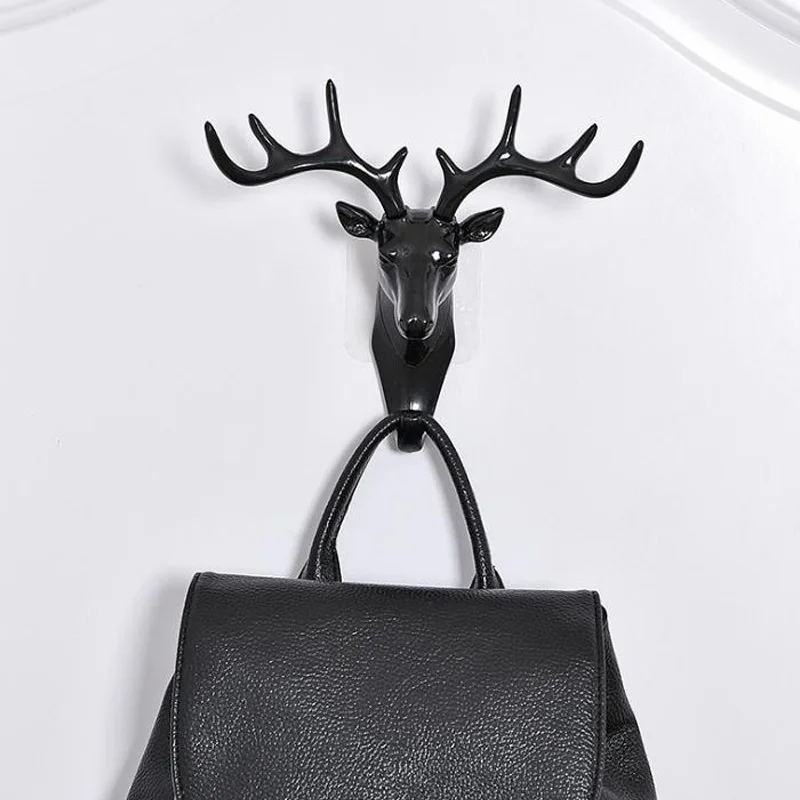 Deer‑Antler Shaped Adhesive Wall Hooks, Creative Wall‑Mount Storage Decorative Hanger for Kitchen Bathroom Household Organizer