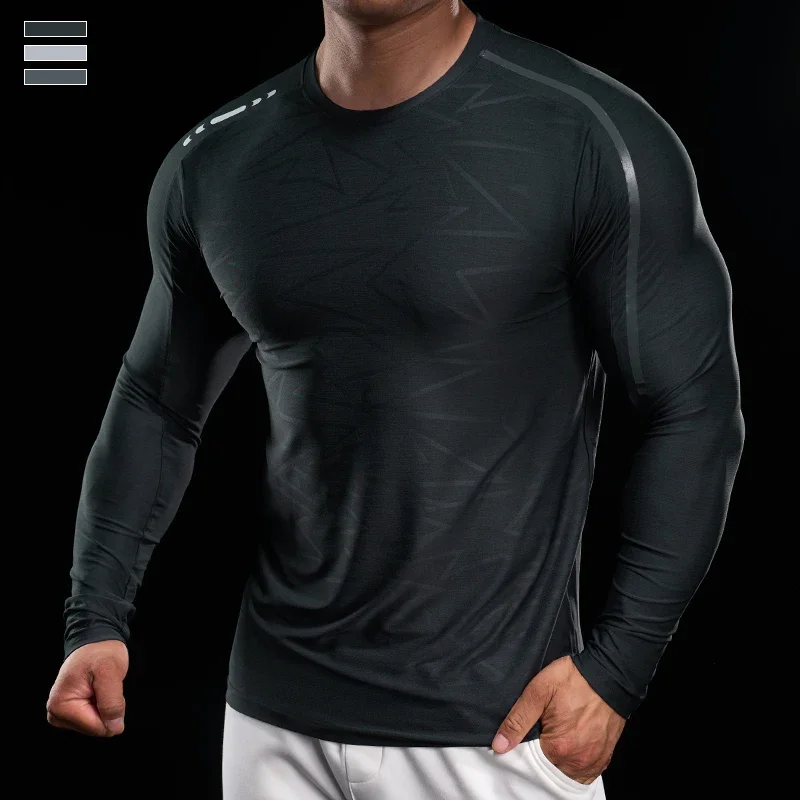 

Men Compression Long Sleeve Running Gym Fitness T-Shirt Bodybuilding Training Shirts Elastic Quick Dry Comfort Sports Tops