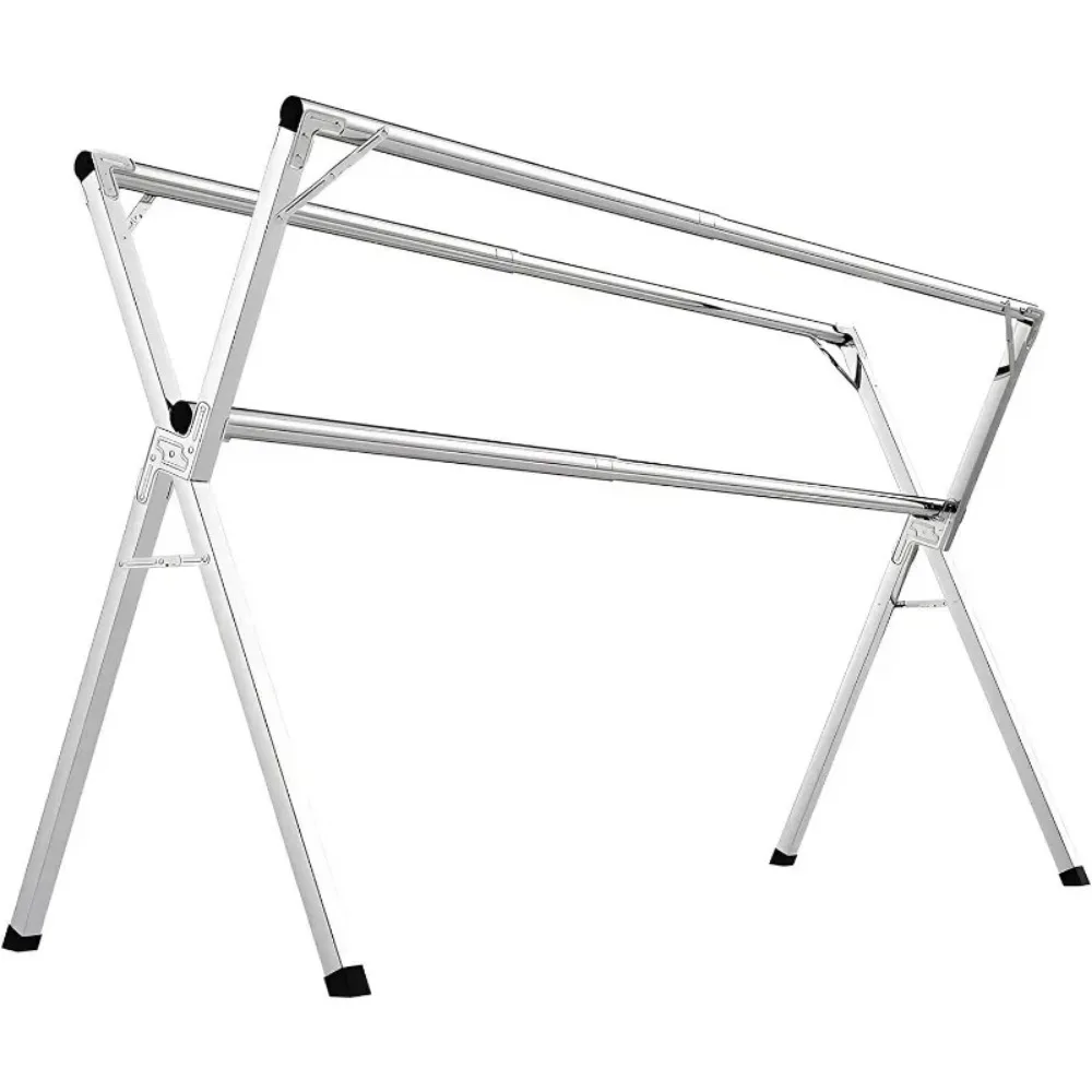 Roupas de aço inoxidável Drying Rack, Folding Rack Lavandaria, Heavy Duty, Indoor e Outdoor Vestuário, 95 polegadas