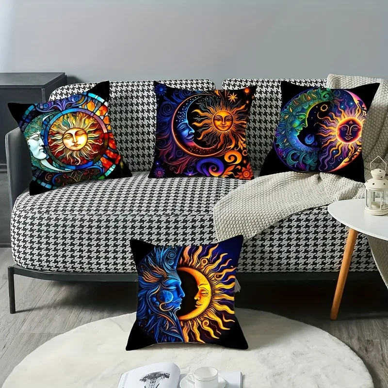 Decorative Throw Pillow Covers Sun And Moon Pillow Covers  Farmhouse Outdoor Modern Pillow Covers For Couch Sofa Living Room