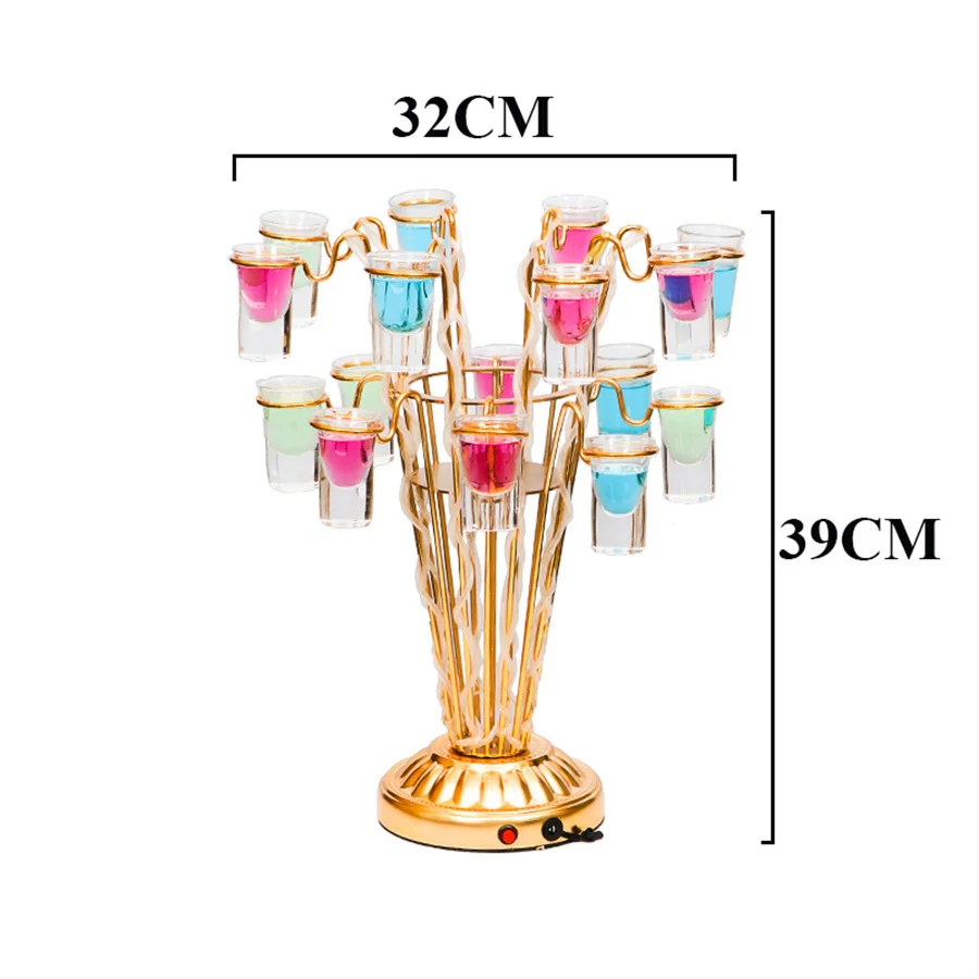 Rechargeable LED Tree Flower Wine Glass Holder Cocktail Cup Holder Stand VIP Service Shot Glass Rack NightClub Party Decor
