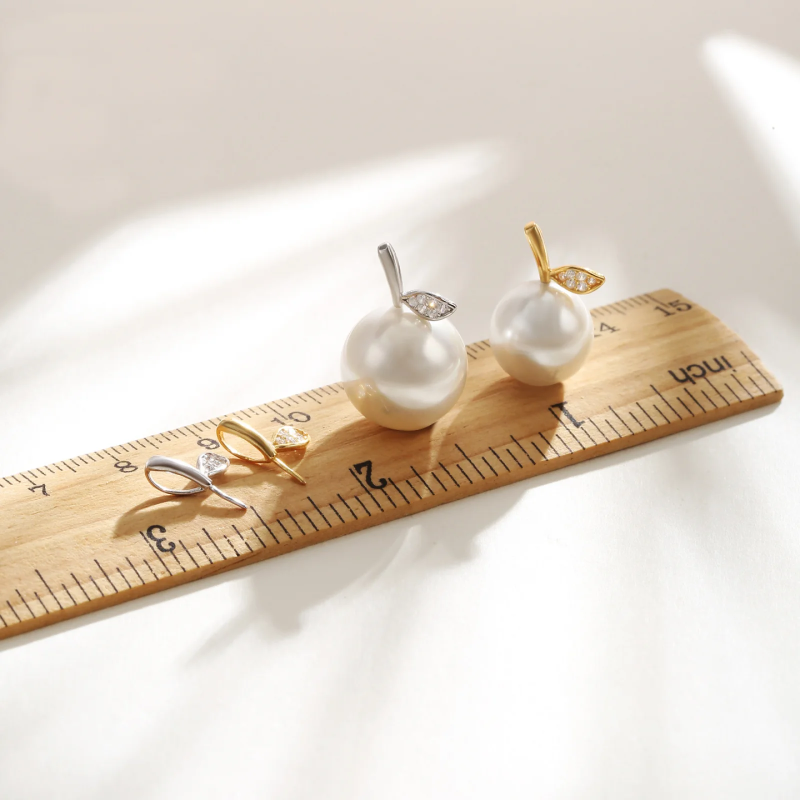 2Pcs 925 Sterling Silver Pearl Pendant Empty Holder Cute Sprout Apple Pendant Headband Necklace For Women DIY Craft Accessories