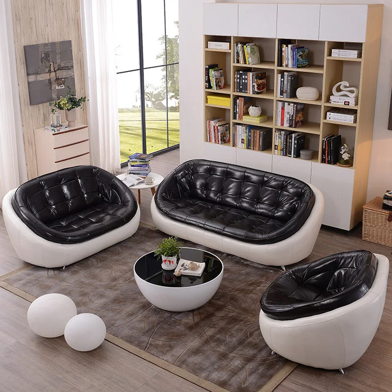 

Moderne schwarz und weiß wohnzimmer sofas set chesterfield-leder sofa gebogene sofa cama Für lounges, wohnungen, hotels, büros