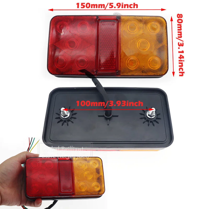 2 sztuk 12V/24V światło tylne LED Taillight Turn wskaźnik sygnału Stop lampa tylne światło hamowania dla przyczepa do samochodu ciężarowego Caravan Bus Tractor — zdjęcie 5