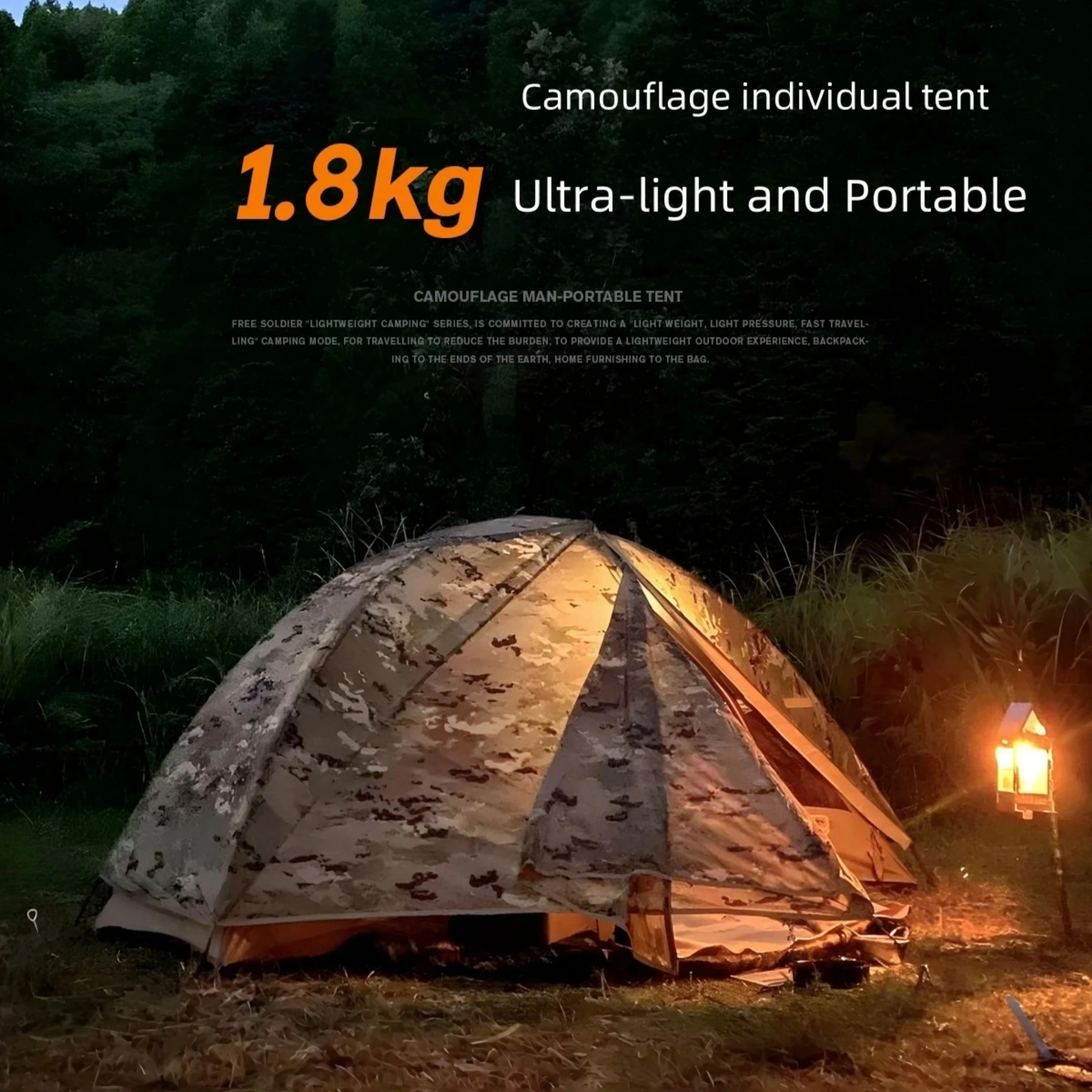 Ultra Lightweight 1.8KG Military Tent Waterproof Windproof Quick Setup Portable UV Protection Backpack Camping Hiking Beach