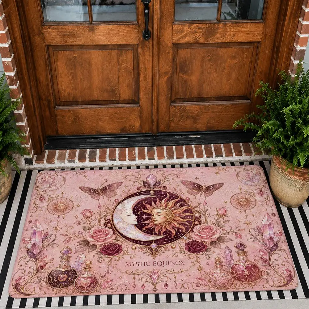 Celestial Alchemy Collection Floor Mat Flannel Rug Non Slip Absorbent Soft Washable For Entryway Hallway Bathroom Kitchen Decor