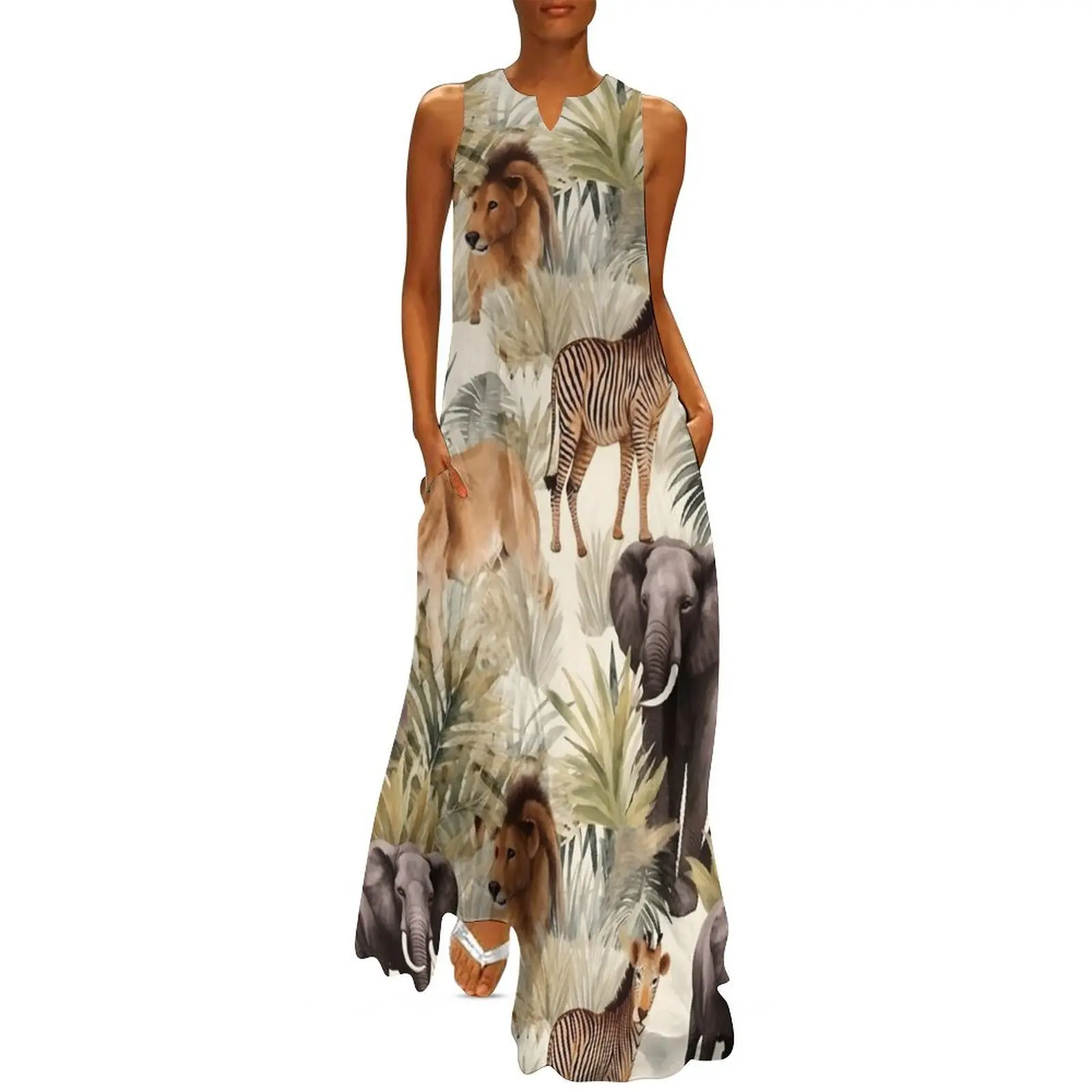 Watercolor Safari Adventures Long Dress clothes for women dress summer Dress