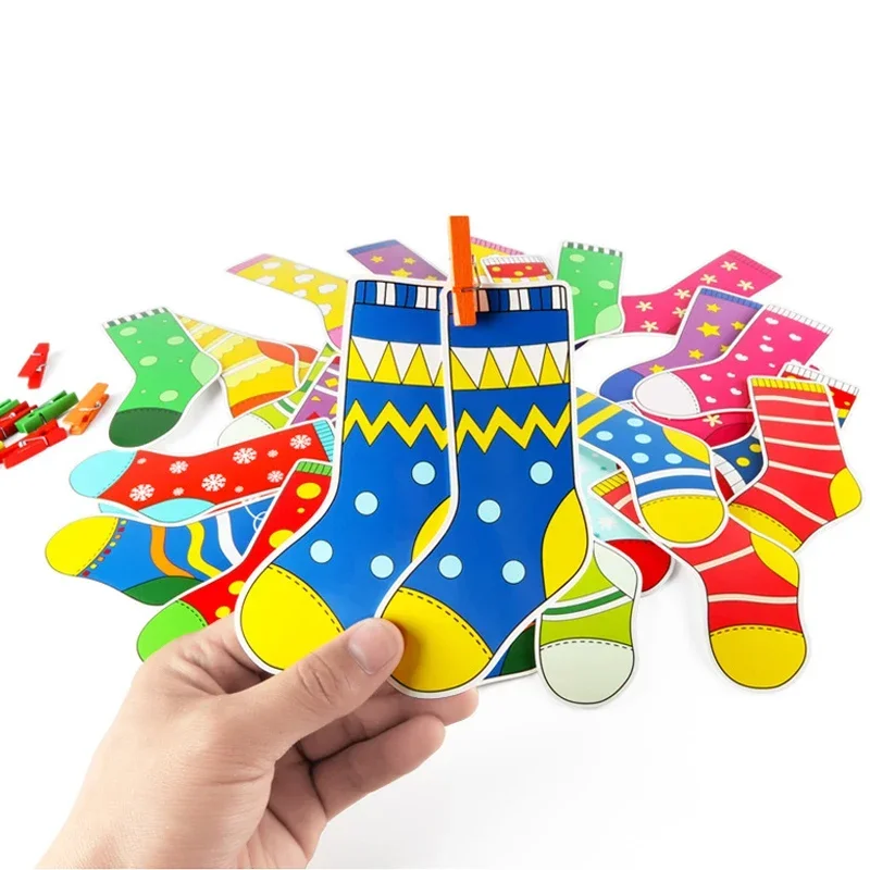 Toddler Montessori Material DIY Toys Socks Colors Sorting Matching Games Early Educational Learning Toys Preschool Teaching Aids