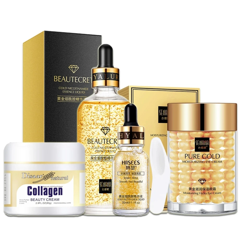 24k Gold Moisturizing Facial Skin Care Set Essence Skin Sreum Collagen Beauty Anti Wrinkle Face Cream Korean Cosmetics skincare