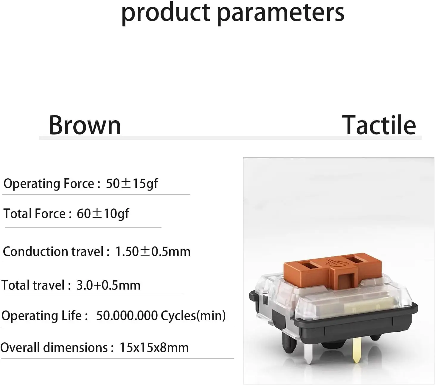 Kaih Low Profile Choc Switch V1 1350 Chocolate Keyboard do niskoprofilowej klawiatury mechanicznej White Brown V1 Switch — zdjęcie produktu 6