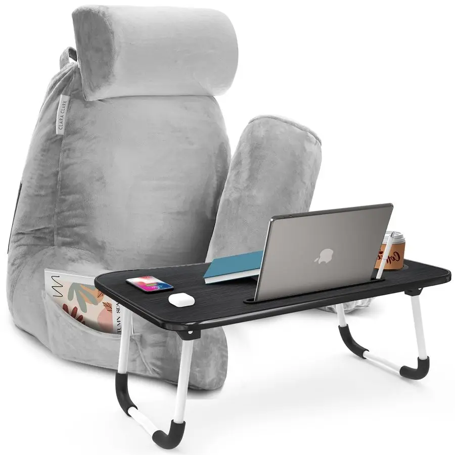 

CCredingplwLDlslvr Reading Pillow Lapdesk, Large Lap Desk, Light Grey