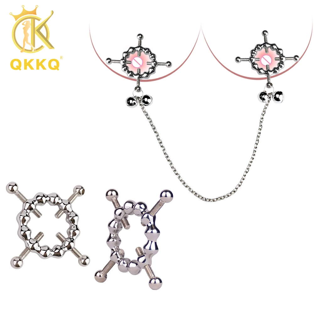 

QKKQ Stainless Steel Breast First Female Masturbator Nipple Clamp With Metal Chain Adult Toy For Female Breast Bondage Sex Toys