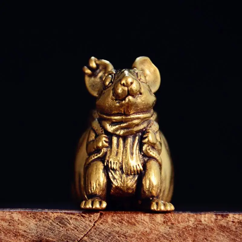 Kupfer-Rattenfigur, Messing-Rucksack-Maus, Feng-Shui-Schreibtisch-Ornamente, Glücksbringer für Wohlstand, Heimdekoration – Detail 2