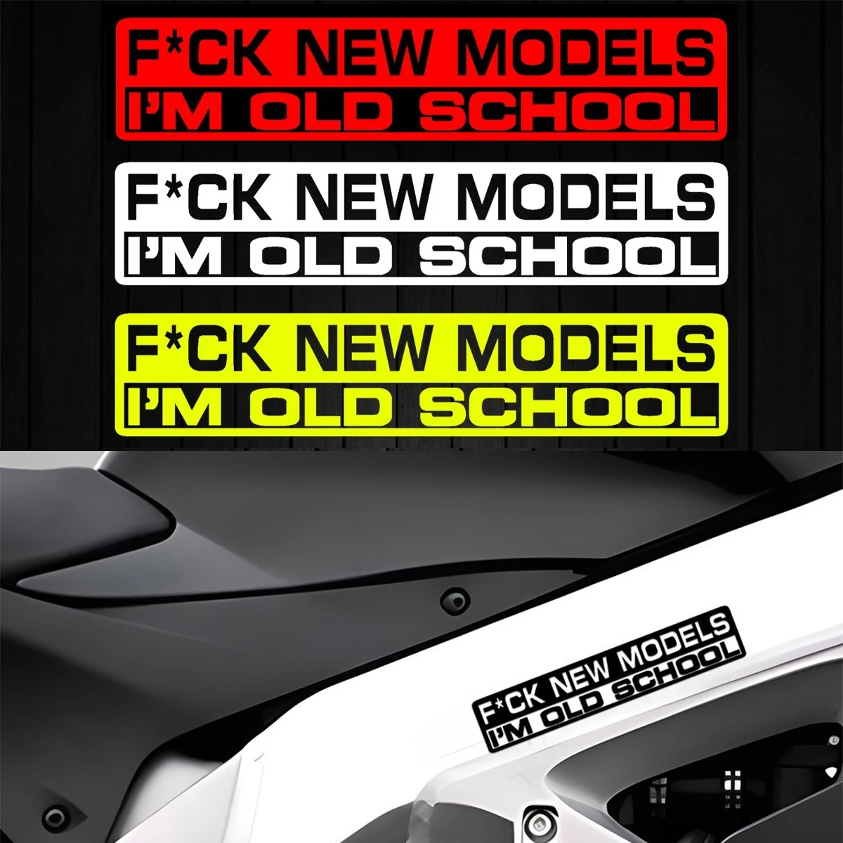 

I' M Old School Text Vinyl Reflective Car Stickers Motorcycle Moto Auto Body Vinyl Accessories Decals for Kawasaki Z900 Ninja400